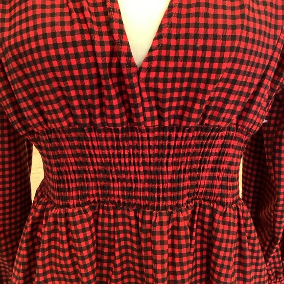 First Love Plaid Check Midi/Maxi Dress Size Small Red & Black - Picture 2 of 10
